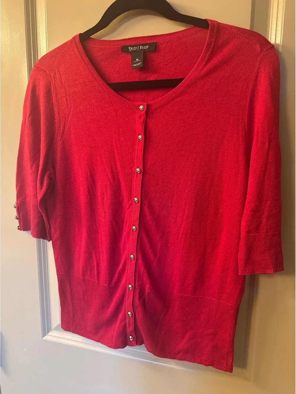 White House Black Market Women's Red Button-Front Cardigan Sweater, Size M